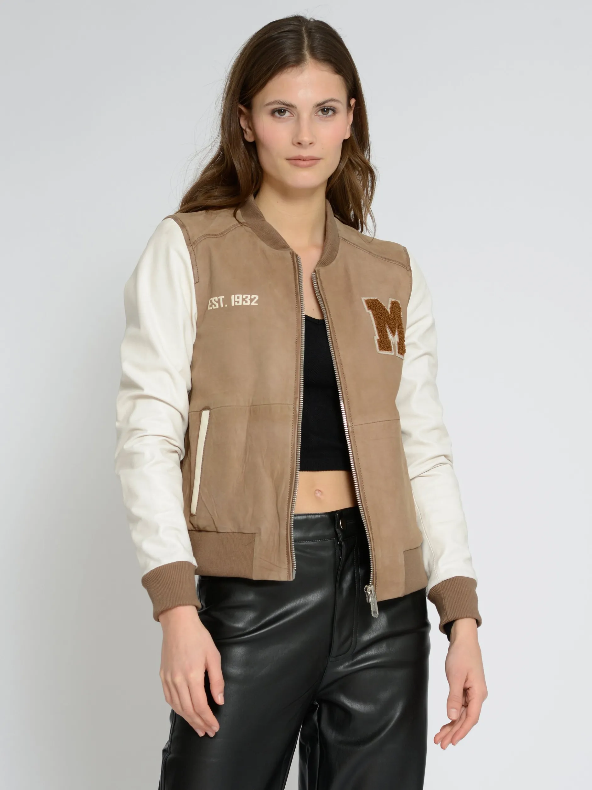 Mustang Damen Lederblouson in beige