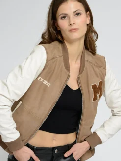 Mustang Damen Lederblouson in beige