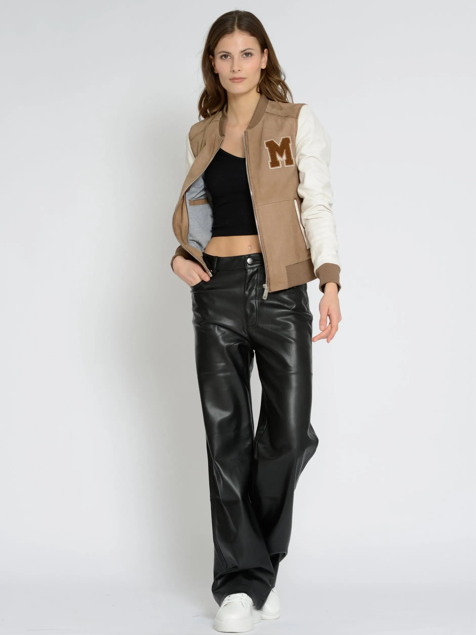 Mustang Damen Lederblouson in beige