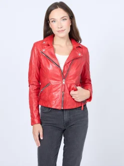 Mustang Damen Lederjacke in rot
