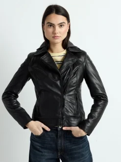 Mustang Damen Lederjacke in schwarz