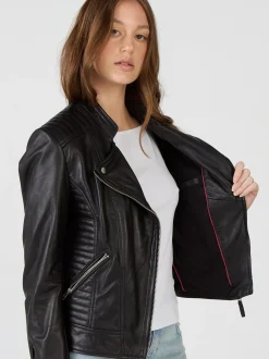 Mustang Damen Lederjacke in schwarz