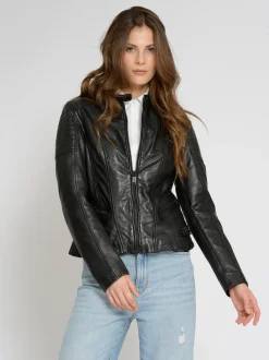 Mustang Damen Lederjacke in schwarz