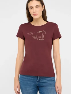 Mustang Damen T-Shirt in braun - Ausschnitt: Rundhals