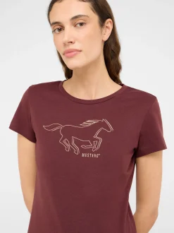 Mustang Damen T-Shirt in braun - Ausschnitt: Rundhals