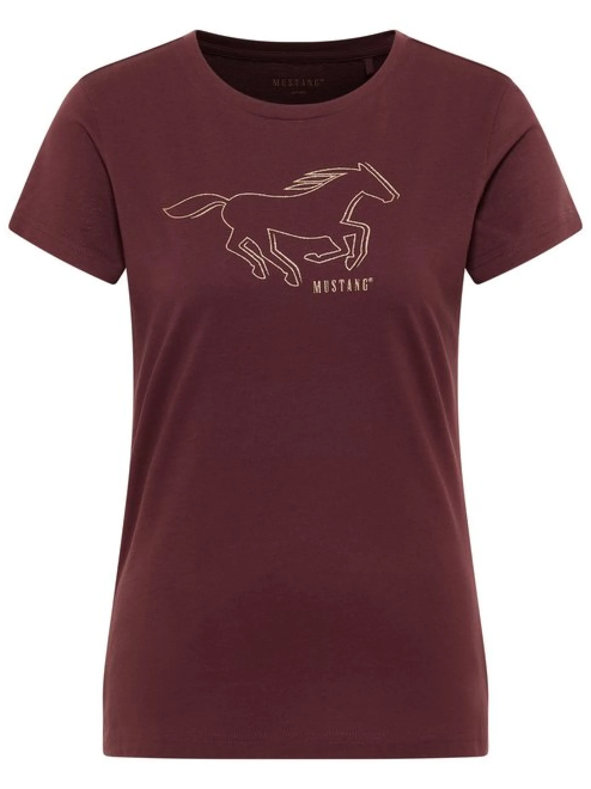 Mustang Damen T-Shirt in braun - Ausschnitt: Rundhals