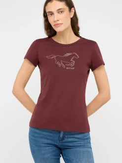 Mustang Damen T-Shirt in braun - Ausschnitt: Rundhals