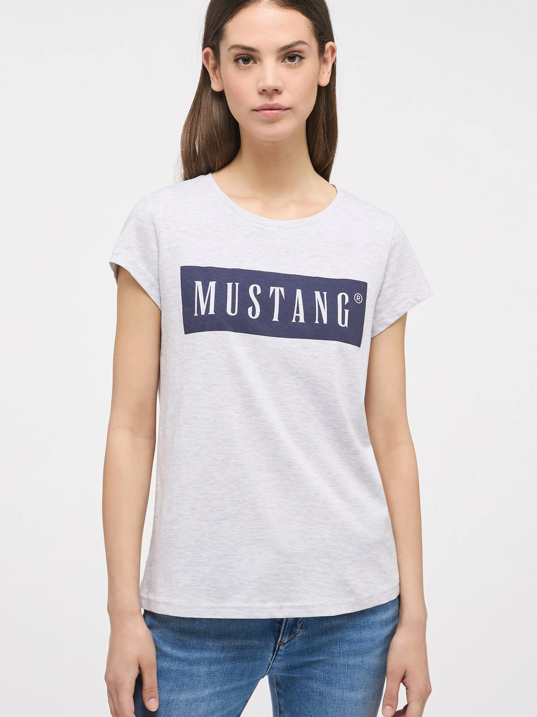 Mustang Damen T-Shirt in grau - Ausschnitt: Rundhals