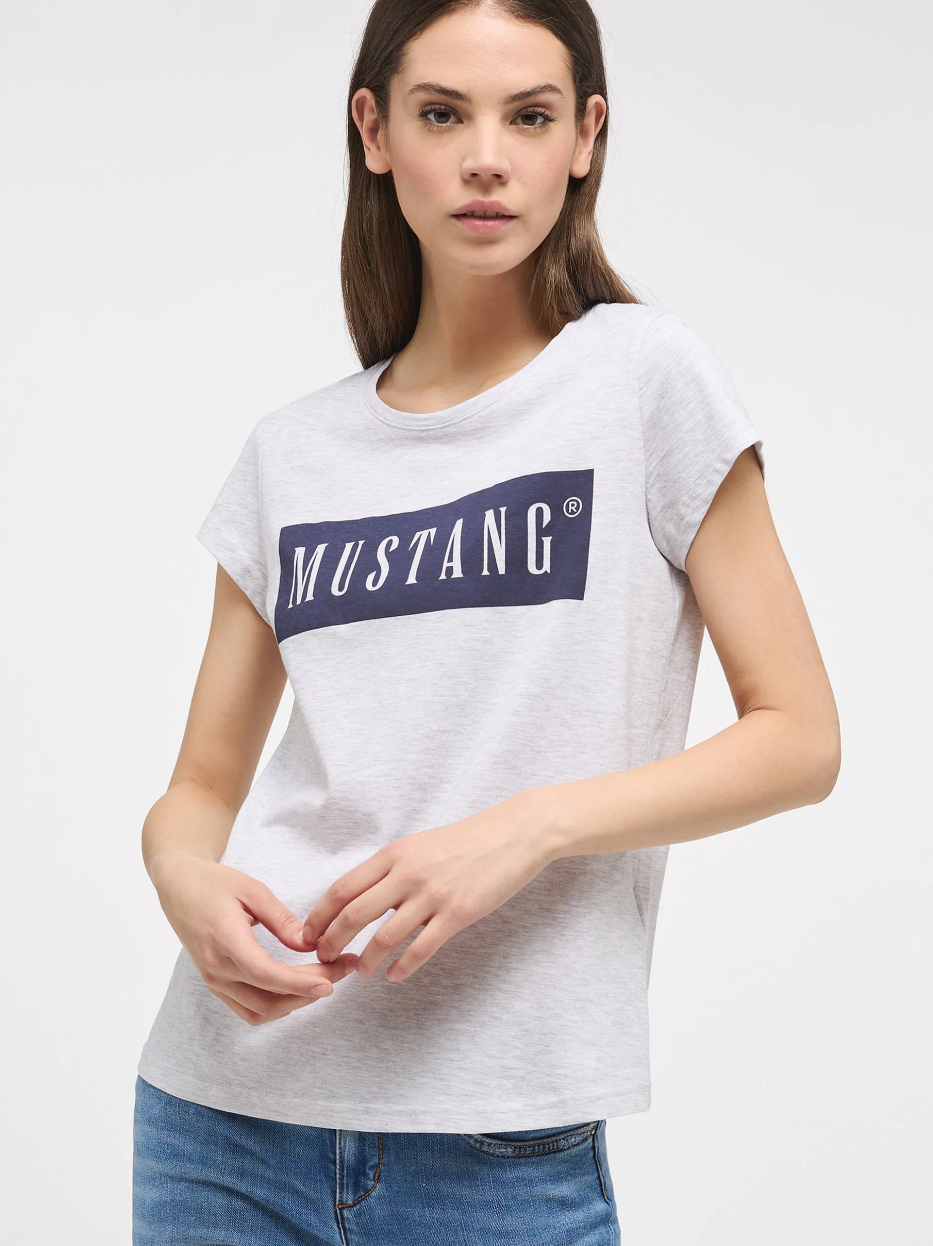 Mustang Damen T-Shirt in grau - Ausschnitt: Rundhals