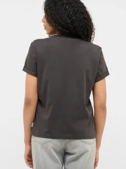 Mustang Damen T-Shirt in schwarz - Ausschnitt: Rundhals
