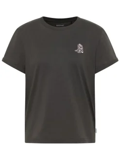 Mustang Damen T-Shirt in schwarz - Ausschnitt: Rundhals