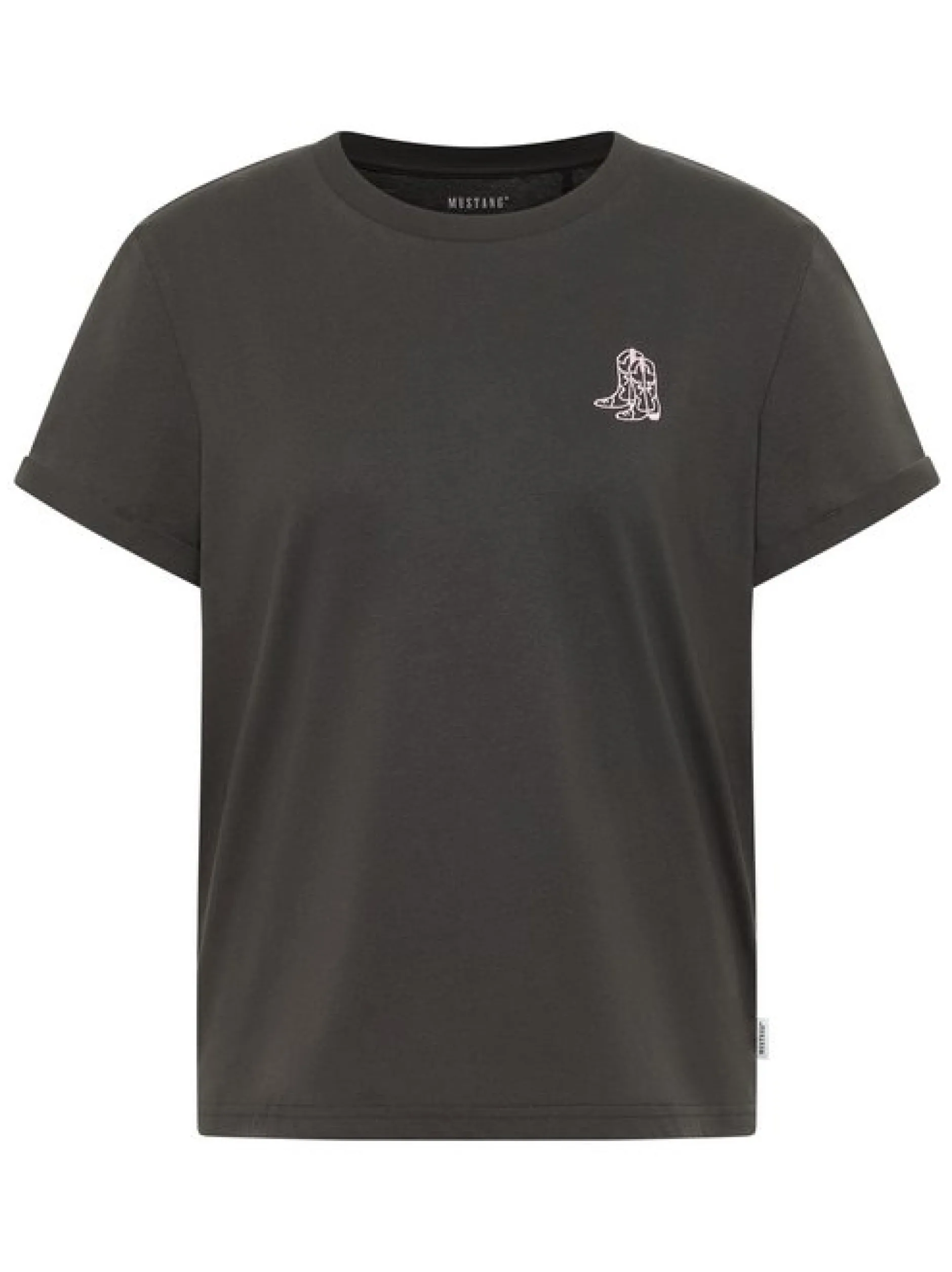 Mustang Damen T-Shirt in schwarz - Ausschnitt: Rundhals