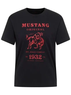 Mustang Damen T-Shirt in schwarz - Ausschnitt: Rundhals
