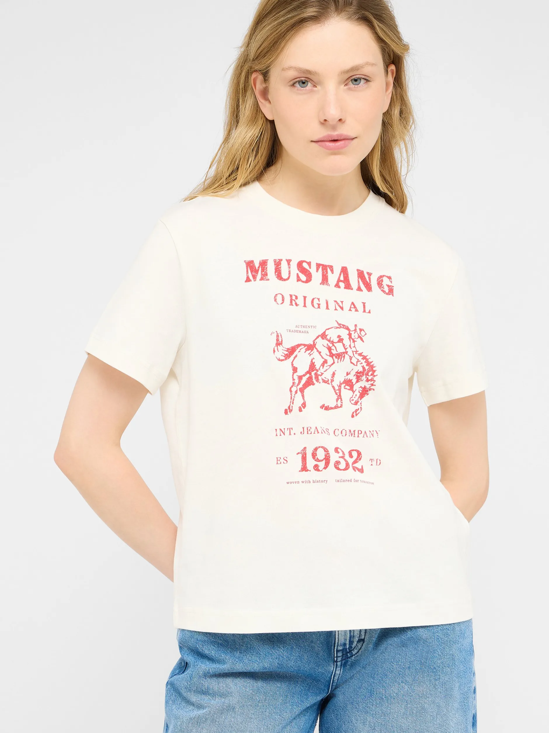 Mustang Damen T-Shirt in weiß - Ausschnitt: Rundhals