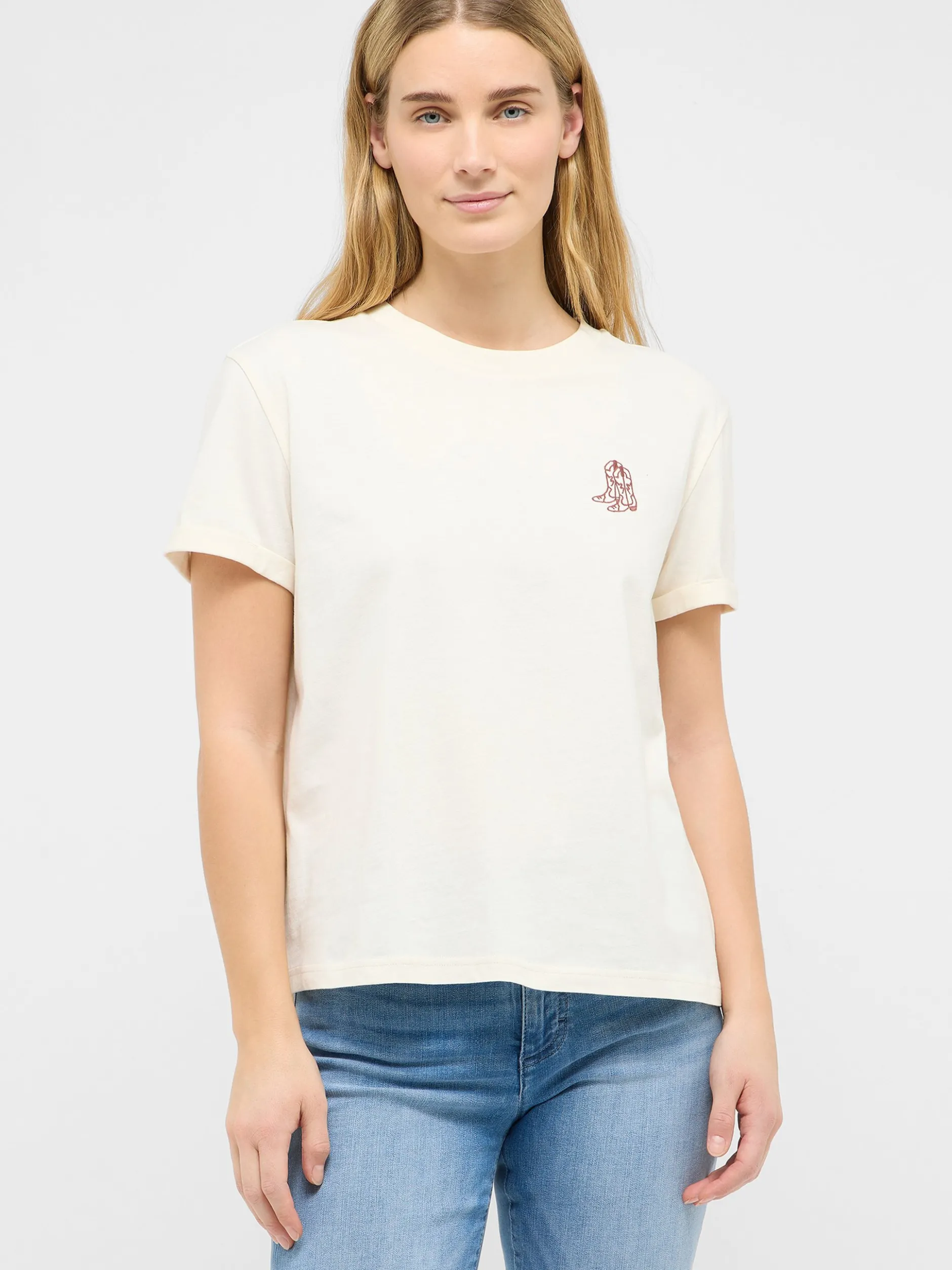 Mustang Damen T-Shirt in weiß - Ausschnitt: Rundhals