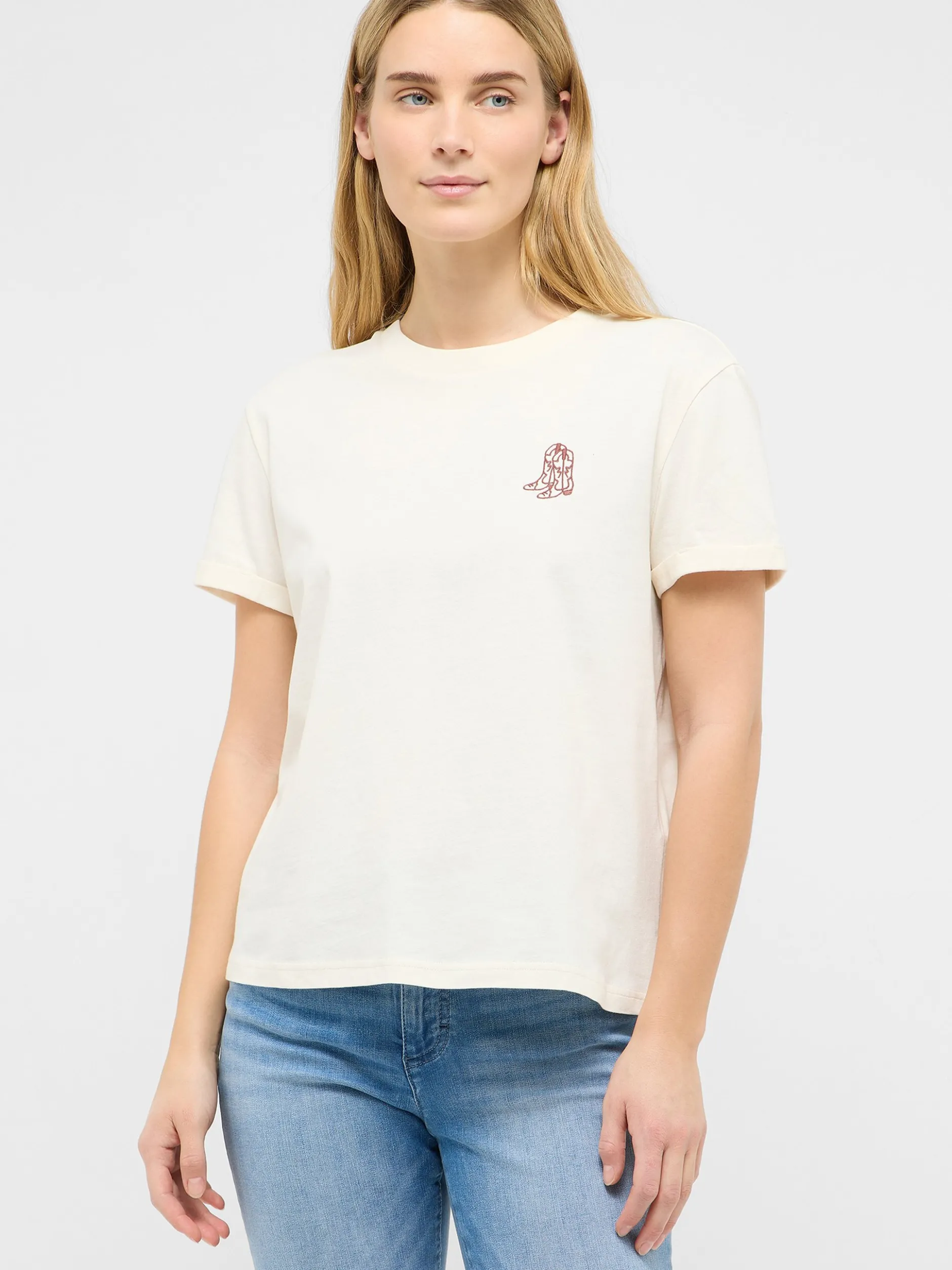 Mustang Damen T-Shirt in weiß - Ausschnitt: Rundhals