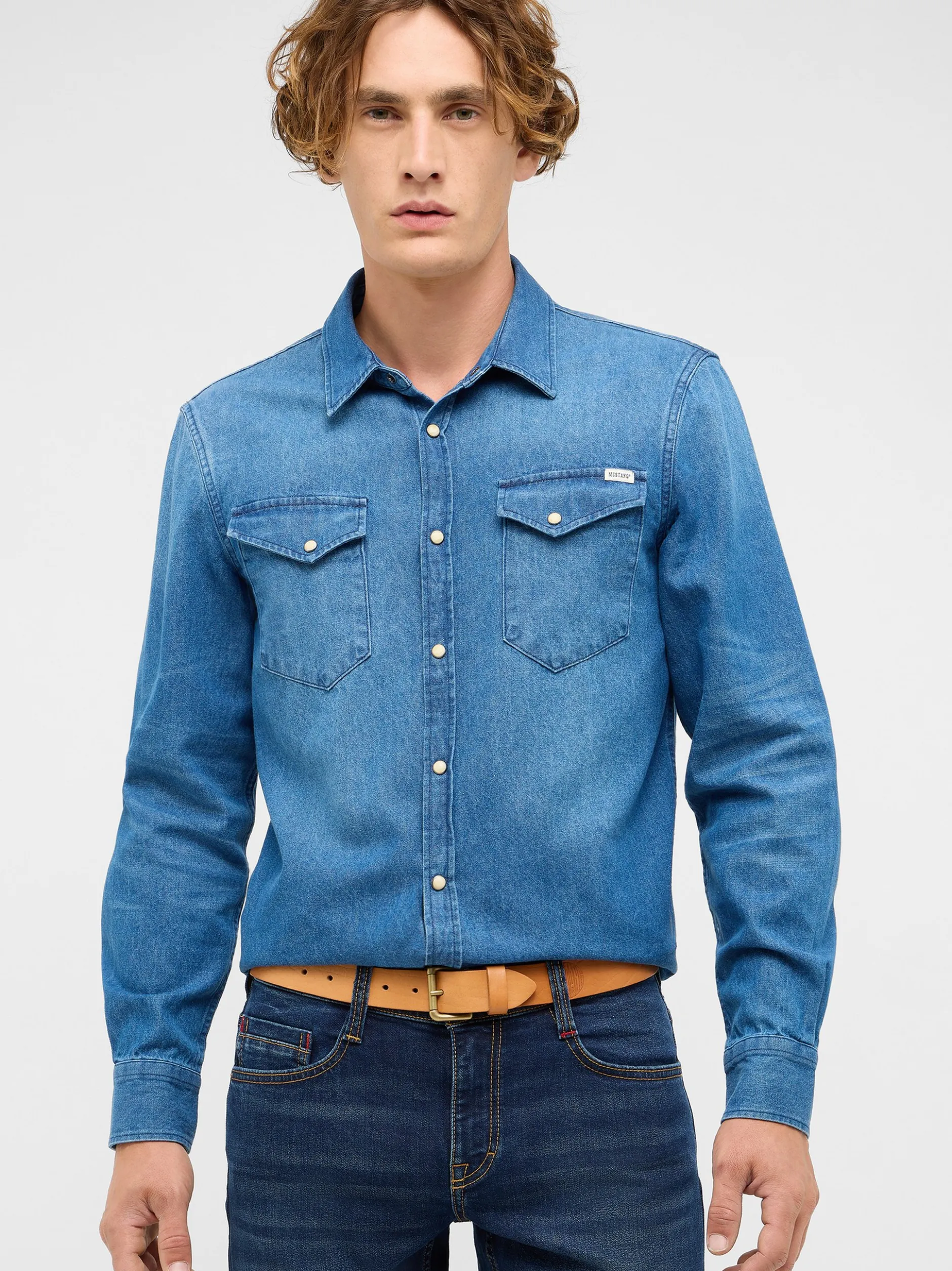 Mustang Herren Hemd in light stone