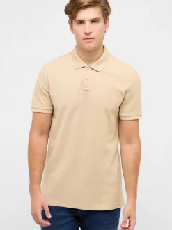 Mustang Herren Polo in beige - Ausschnitt: Henley