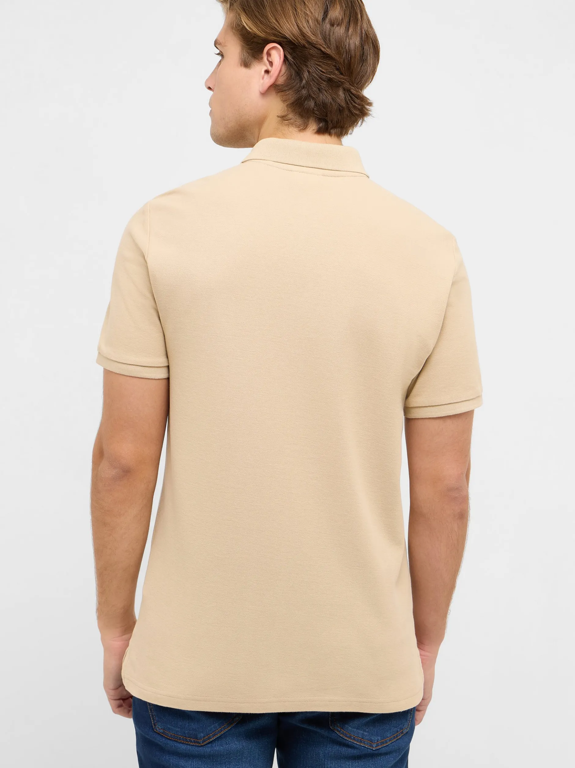 Mustang Herren Polo in beige - Ausschnitt: Henley
