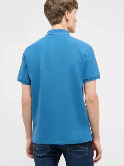 Mustang Herren Polo in blau - Ausschnitt: Henley