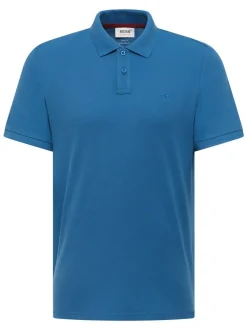 Mustang Herren Polo in blau - Ausschnitt: Henley