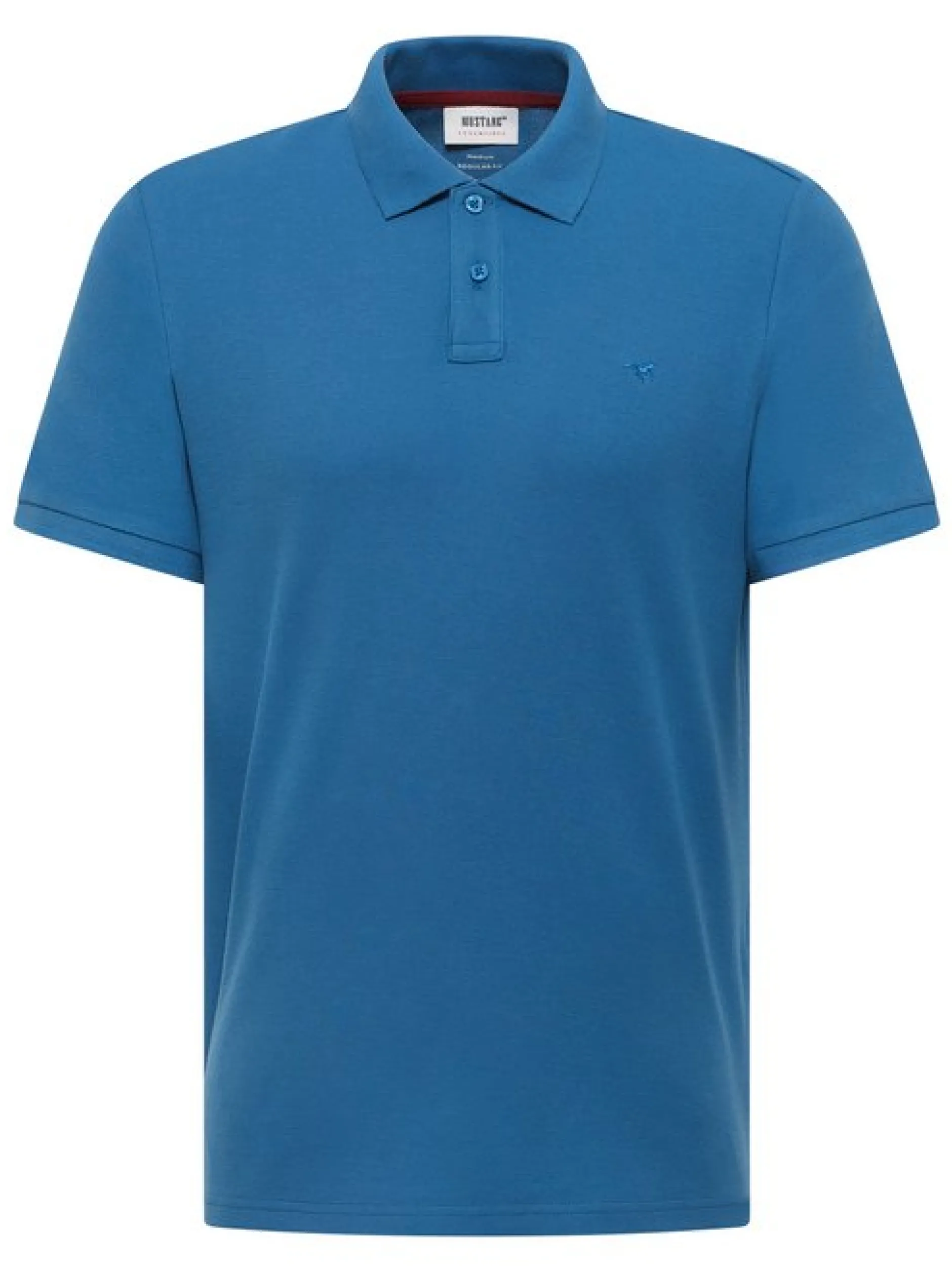 Mustang Herren Polo in blau - Ausschnitt: Henley