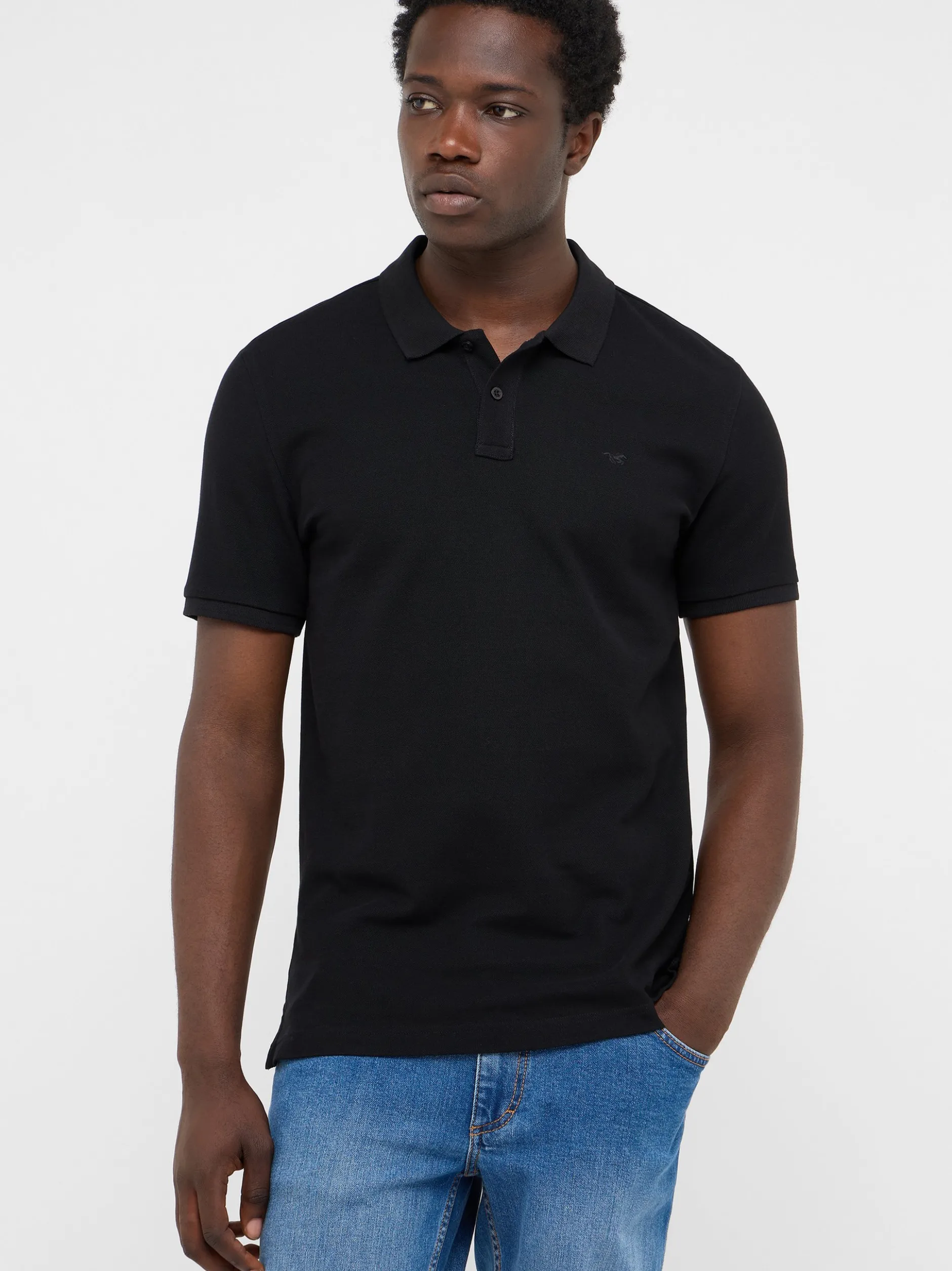 Mustang Herren Poloshirt in schwarz - Ärmel: Halbarm