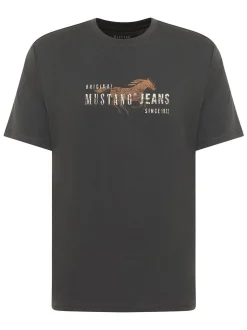 Mustang Herren T-Shirt in anthrazit - Ärmel: Halbarm