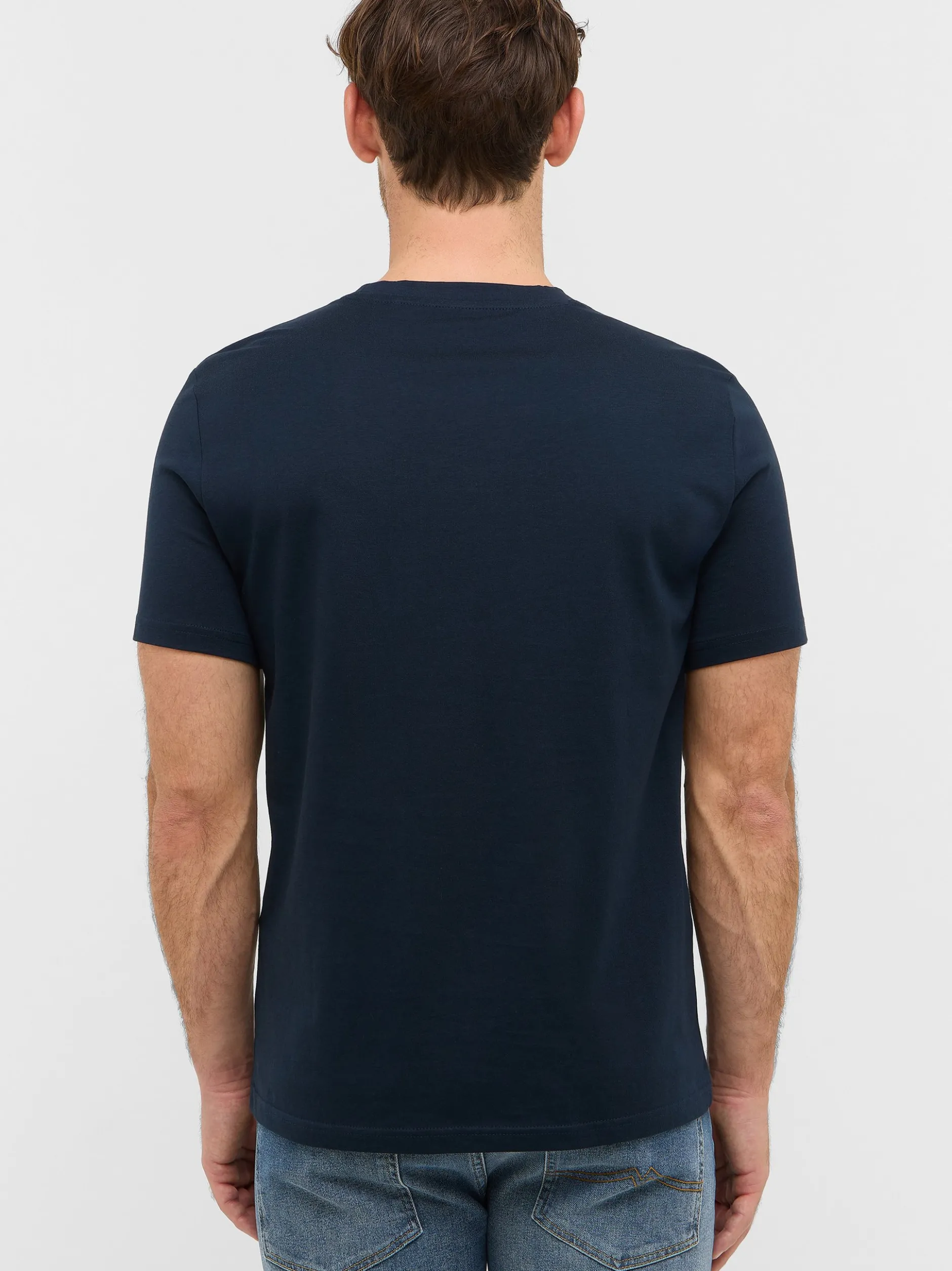 Mustang Herren T-Shirt in blau - Ausschnitt: Rundhals