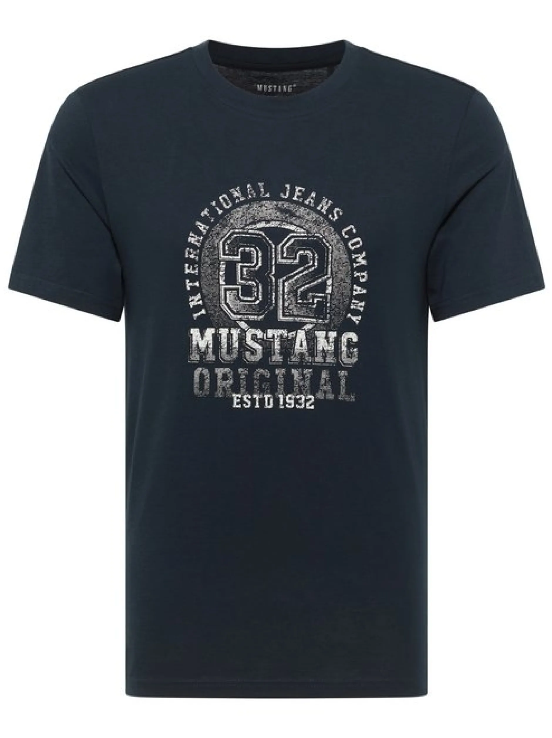 Mustang Herren T-Shirt in blau - Ausschnitt: Rundhals