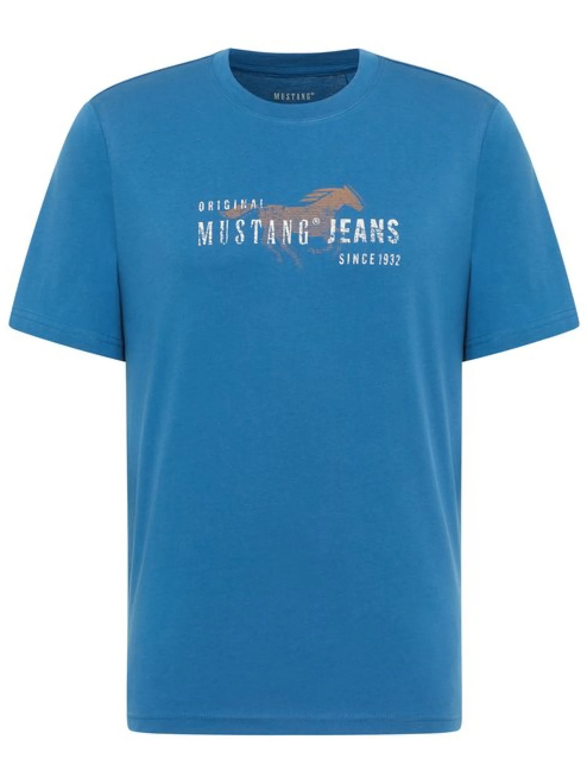 Mustang Herren T-Shirt in blau - Ausschnitt: Rundhals