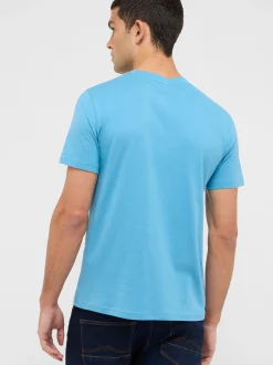 Mustang Herren T-Shirt in hellblau - Ärmel: Halbarm