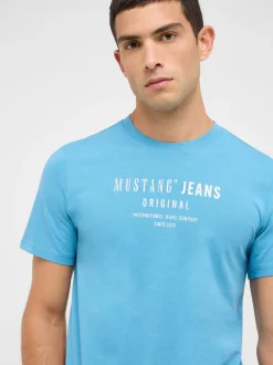 Mustang Herren T-Shirt in hellblau - Ärmel: Halbarm