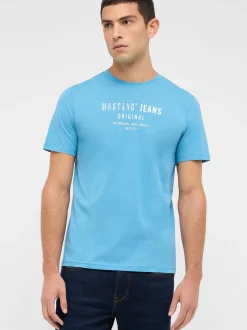 Mustang Herren T-Shirt in hellblau - Ärmel: Halbarm