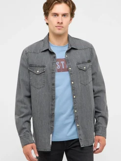 Mustang Herren T-Shirt in hellblau - Ärmel: Halbarm