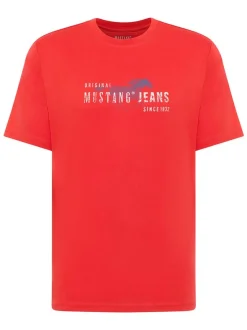 Mustang Herren T-Shirt in rot - Ausschnitt: Rundhals