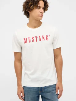 Mustang Herren T-Shirt in weiß - Ausschnitt: Rundhals