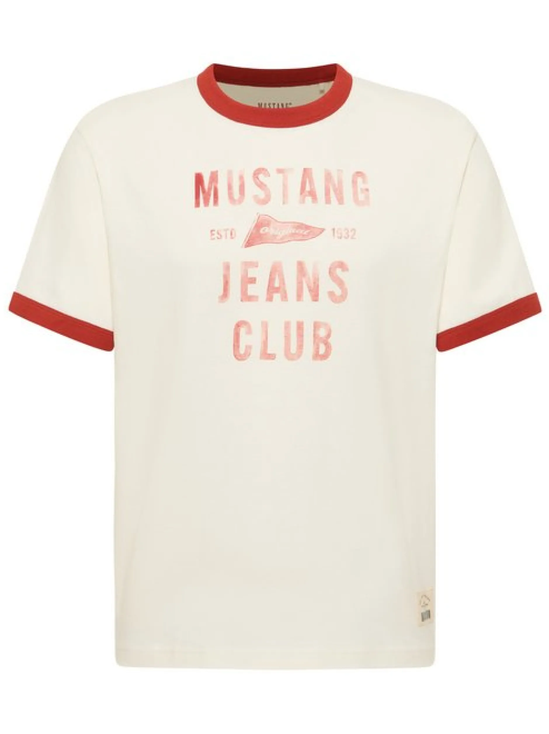 Mustang Herren T-Shirt in weiß rot - Ärmel: Halbarm