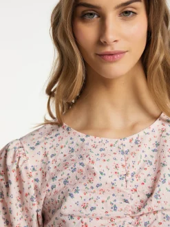 MyMo Damen Bluse in rosa - Ausschnitt: Rundhals