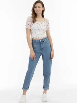 MyMo Damen Blusenshirt in weiß - Ausschnitt: Button-Down