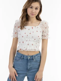 MyMo Damen Blusenshirt in weiß - Ausschnitt: Button-Down