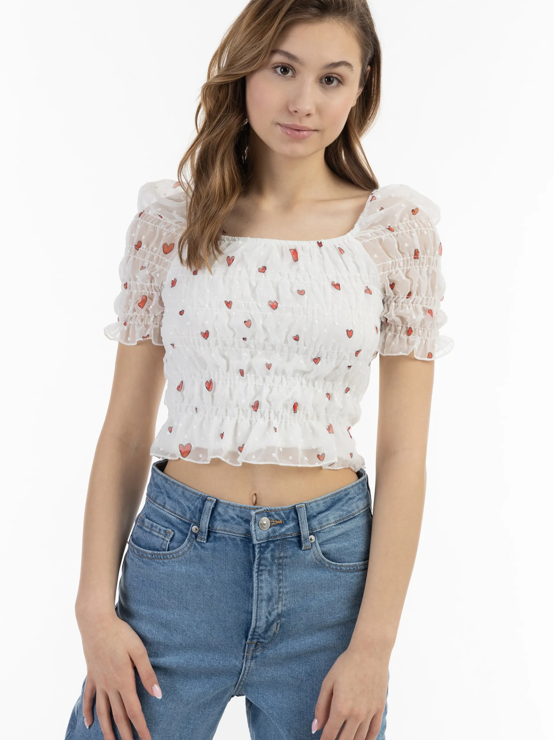 MyMo Damen Blusenshirt in weiß - Ausschnitt: Button-Down