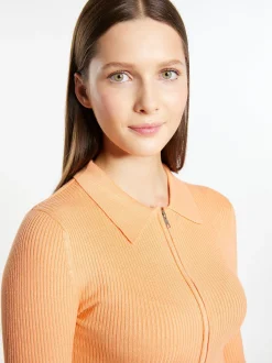 MyMo Damen Cropped Strickjacke in orange