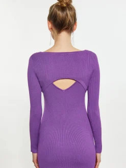 MyMo Damen Crop-Top in lila - Ausschnitt: Karree