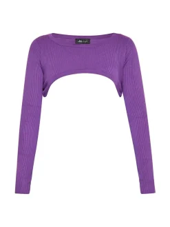 MyMo Damen Crop-Top in lila - Ausschnitt: Karree