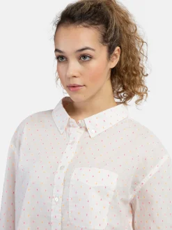 MyMo Damen Hemdbluse in weiß - Ausschnitt: ohne Kragen