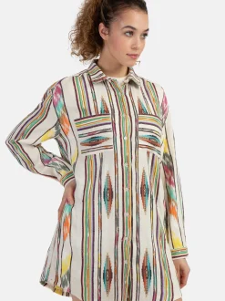 MyMo Damen Hemdblusenkleid in mehrfarbig