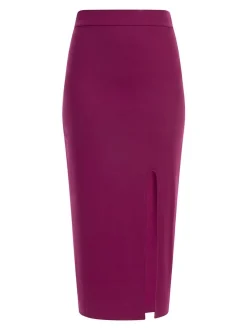 MyMo Damen Jersey-Midirock in fuchsia - Länge: mittel