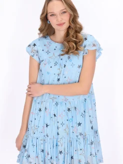 MyMo Damen Kleid in hellblau - Ausschnitt: Rundhals