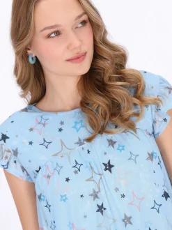 MyMo Damen Kleid in hellblau - Ausschnitt: Rundhals